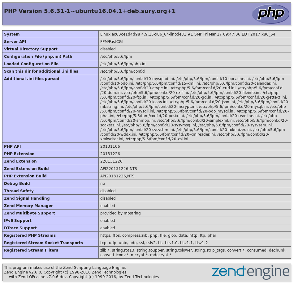 PHP 5.6 info
