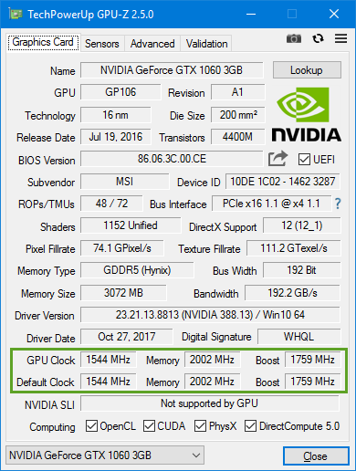 Msi gtx discount 1060 3gb driver