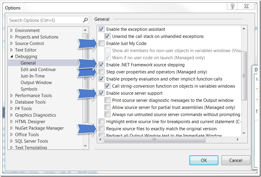 Debugging .NET Framework with Visual Studio 2013